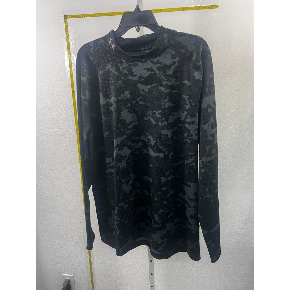 Under Armour Storm Golf Shirt Mens XXL Black Camo Long Sleeve Mock Neck Fitted